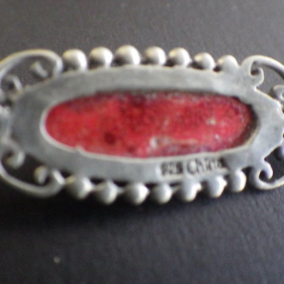 Stunning Vintage Sterling Silver Filigree Coral Pierced earrings - Picture 4 of 5